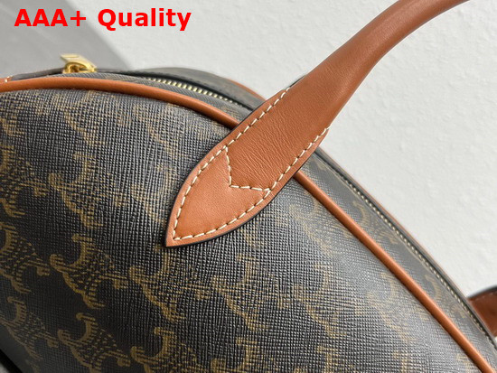 Celine Medium Teckel in Triomphe Canvas and Calfskin Tan Replica