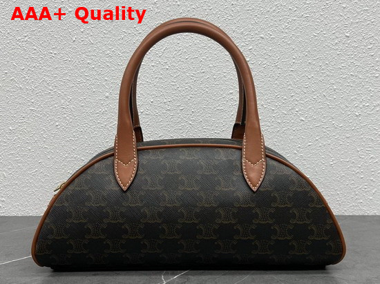 Celine Medium Teckel in Triomphe Canvas and Calfskin Tan Replica