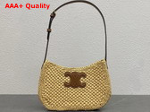 Celine Medium Tilly Bag in Raffia and Calfskin Natural and Tan Replica