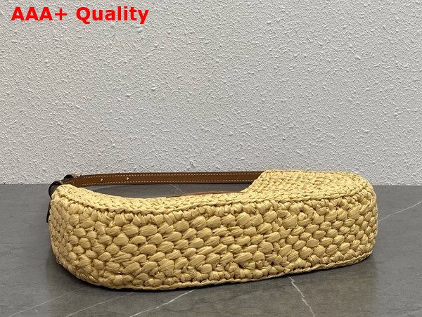 Celine Medium Tilly Bag in Raffia and Calfskin Natural and Tan Replica