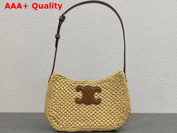 Celine Medium Tilly Bag in Raffia and Calfskin Natural and Tan Replica