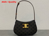 Celine Medium Tilly Bag in Triomphe Canvas and Calfskin Tan Replica