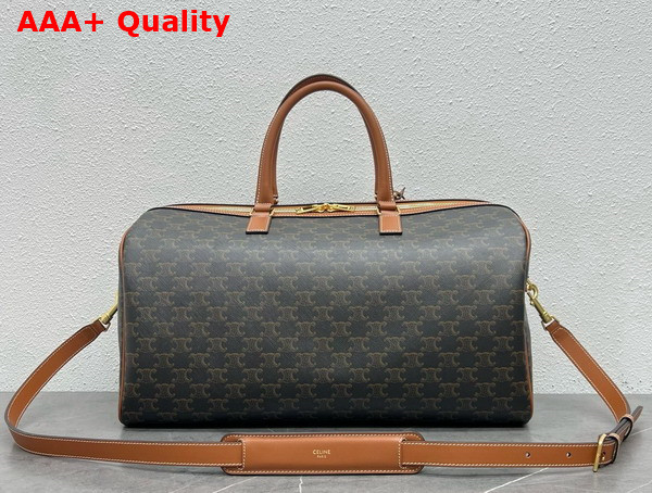 Celine Medium Travel Bag in Triomphe Canvas with Celine Print Replica