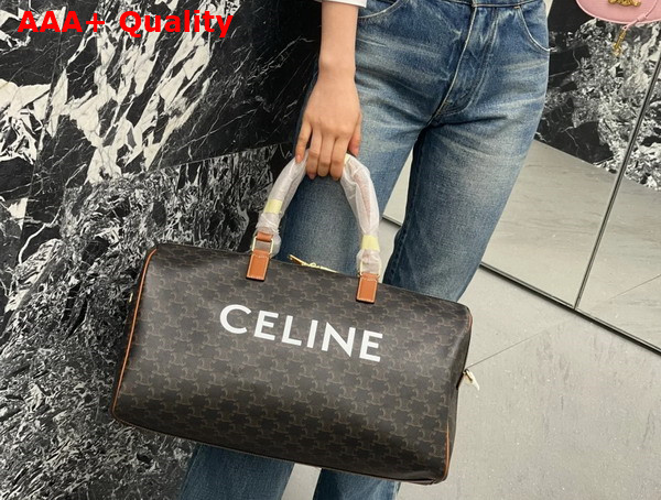Celine Medium Travel Bag in Triomphe Canvas with Celine Print Replica