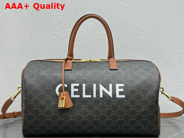Celine Medium Travel Bag in Triomphe Canvas with Celine Print Replica