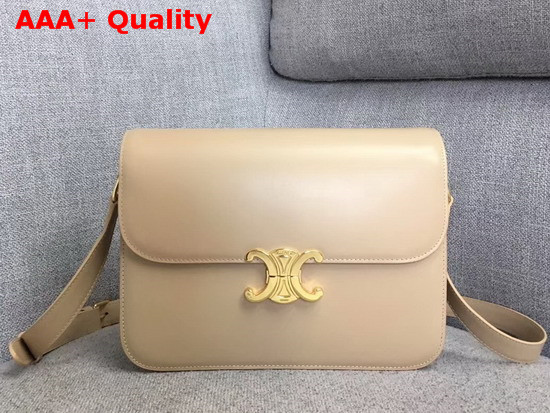 Celine Medium Triomphe Bag in Beige Calfskin Replica