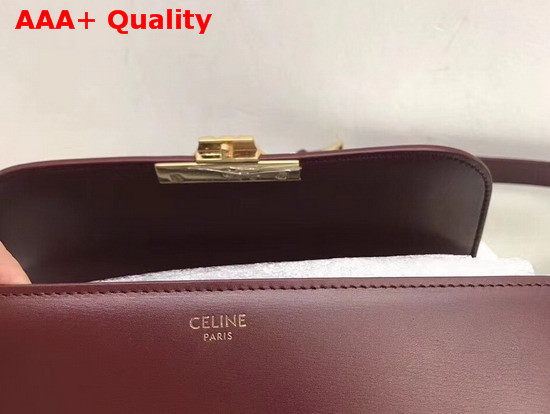 Celine Medium Triomphe Bag in Burgundy Shiny Calfskin Replica