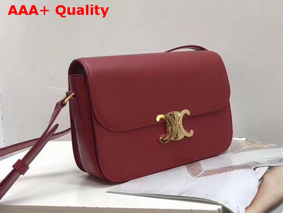 Celine Medium Triomphe Bag in Red Shiny Calfskin Replica