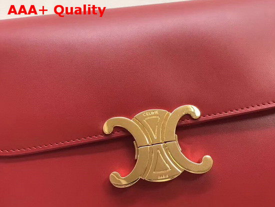 Celine Medium Triomphe Bag in Red Shiny Calfskin Replica