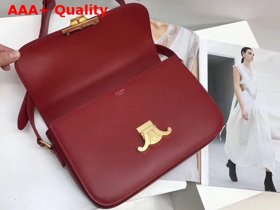 Celine Medium Triomphe Bag in Red Shiny Calfskin Replica