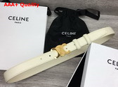 Celine Medium Triomphe Belt in White Natural Calfskin Replica