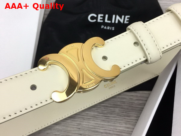 Celine Medium Triomphe Belt in White Natural Calfskin Replica