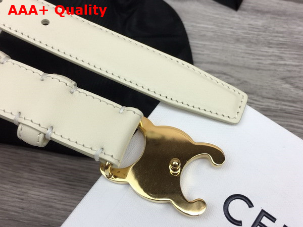 Celine Medium Triomphe Belt in White Natural Calfskin Replica