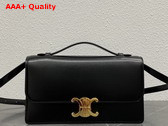 Celine Medium Triomphe Folio in Shiny Calfskin Black Replica