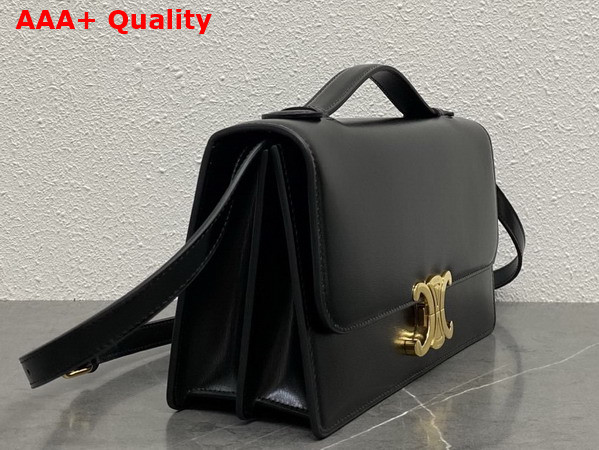 Celine Medium Triomphe Folio in Shiny Calfskin Black Replica