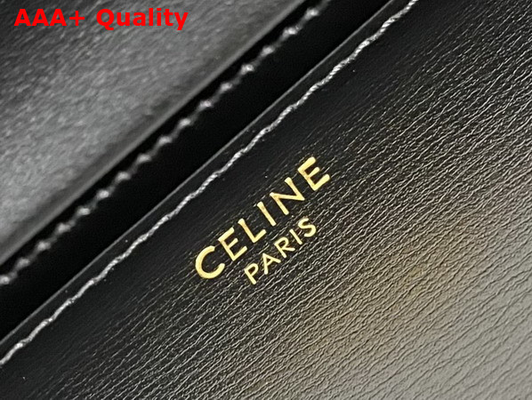 Celine Medium Triomphe Folio in Shiny Calfskin Black Replica