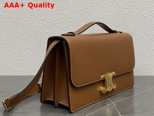 Celine Medium Triomphe Folio in Shiny Calfskin Tan Replica