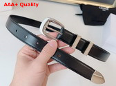Celine Medium Western Belt in Black Taurillon Leather with Silver Finishing Metal Replica