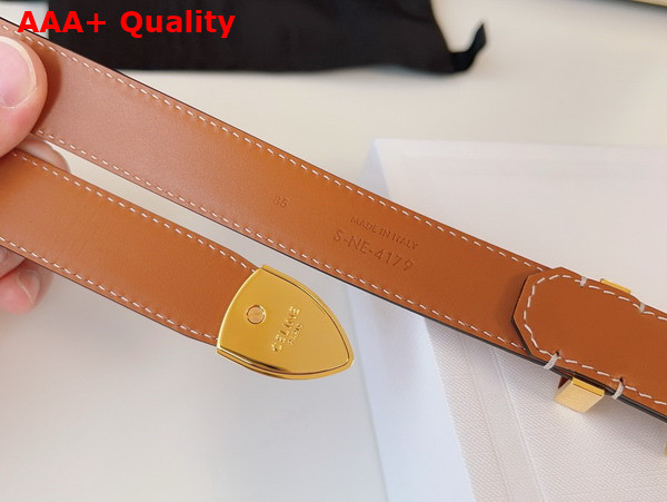 Celine Medium Western Belt in Tan Natural Calfskin with Gold Finishing Metal Replica