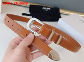 Celine Medium Western Belt in Tan Natural Calfskin with Silver Finishing Metal Replica