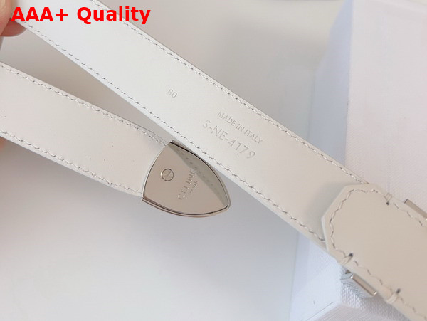 Celine Medium Western Belt in White Natural Calfskin with Silver Finishing Metal Replica