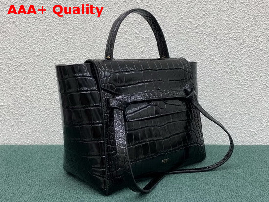Celine Micro Belt Bag in Black Crocodile Embossed Calfskin Replica