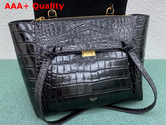 Celine Micro Belt Bag in Black Crocodile Embossed Calfskin Replica