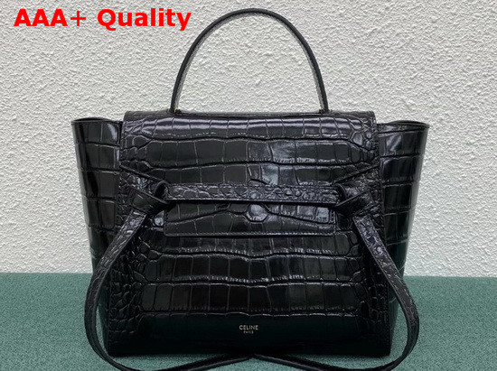 Celine Micro Belt Bag in Black Crocodile Embossed Calfskin Replica