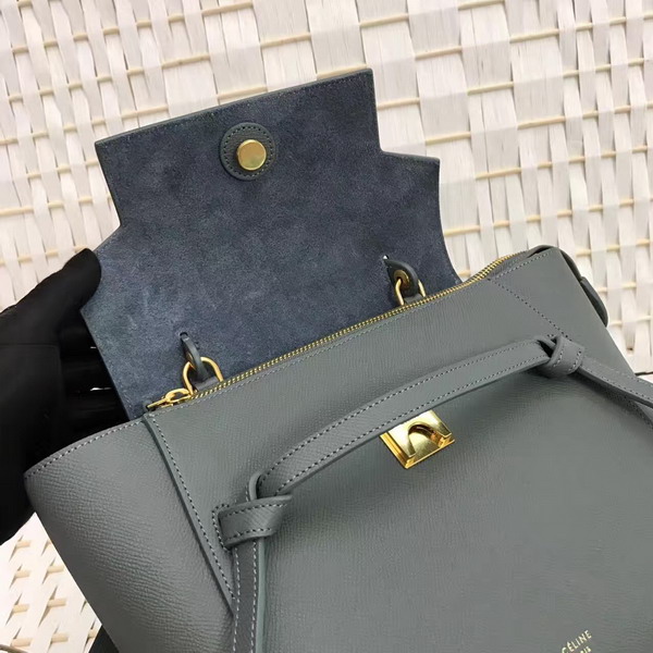 Celine Micro Belt Handbag in Dark Grey Grained Calfskin For Sale
