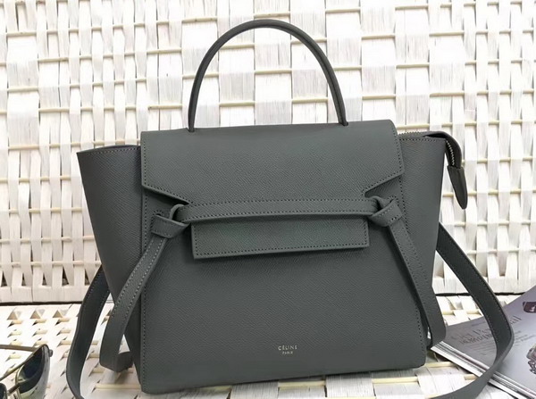 Celine Micro Belt Handbag in Dark Grey Grained Calfskin For Sale