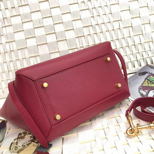 Celine Micro Belt Handbag in Dark Red Grained Calfskin For Sale
