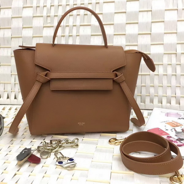 Celine Micro Belt Handbag in Havana Grained Calfskin For Sale