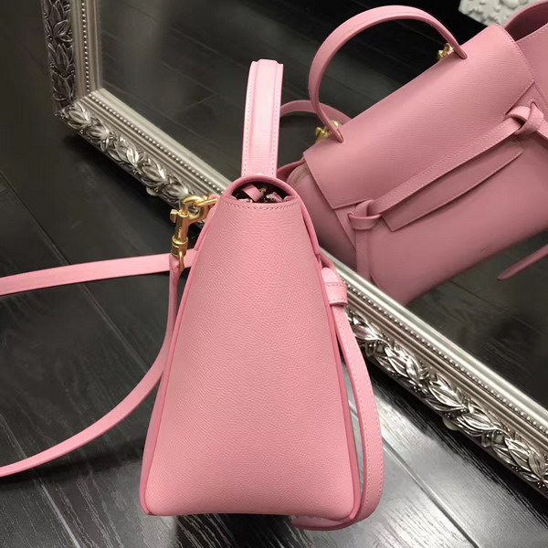 Celine Micro Belt Handbag in Pink Grained Calfskin For Sale