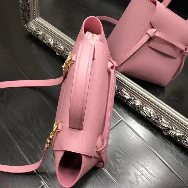 Celine Micro Belt Handbag in Pink Grained Calfskin For Sale