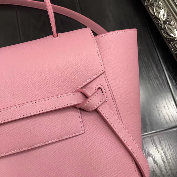 Celine Micro Belt Handbag in Pink Grained Calfskin For Sale
