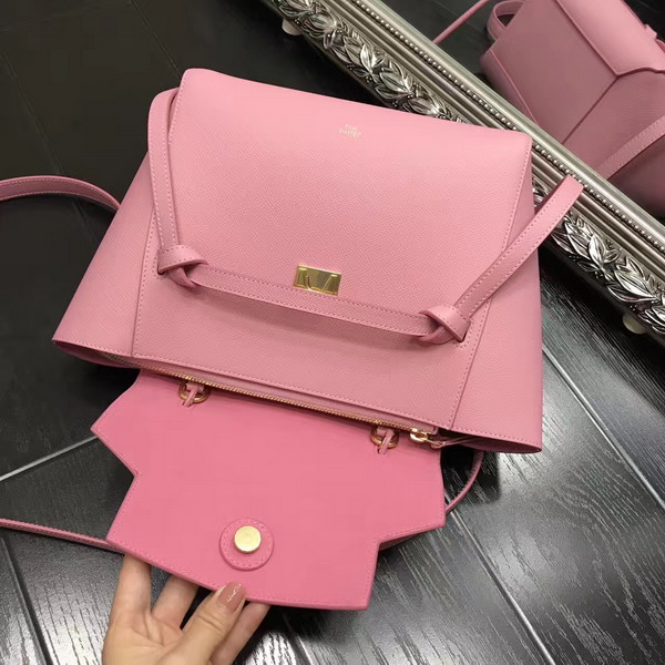Celine Micro Belt Handbag in Pink Grained Calfskin For Sale