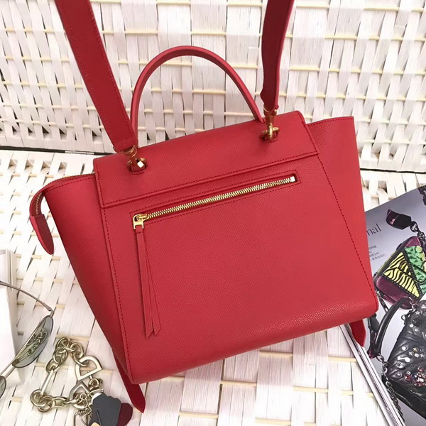 Celine Micro Belt Handbag in Red Grained Calfskin For Sale