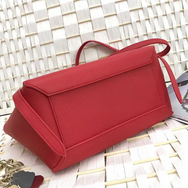 Celine Micro Belt Handbag in Red Grained Calfskin For Sale