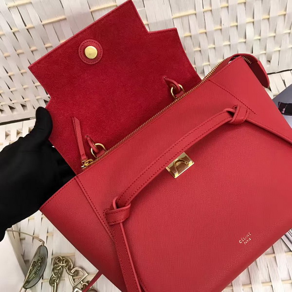 Celine Micro Belt Handbag in Red Grained Calfskin For Sale