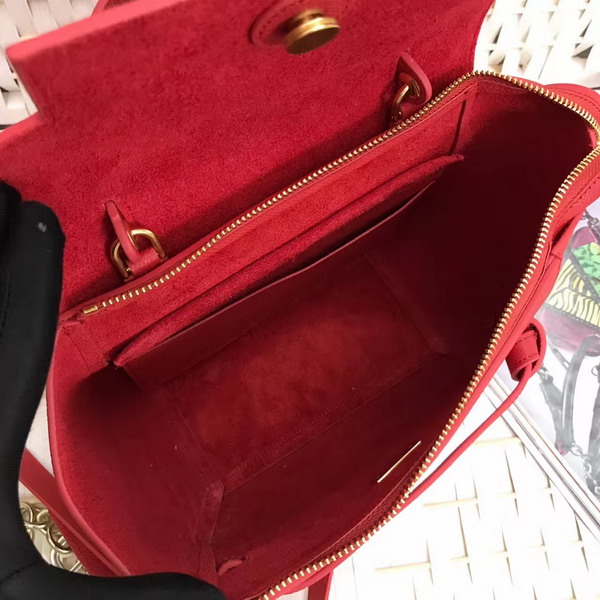 Celine Micro Belt Handbag in Red Grained Calfskin For Sale