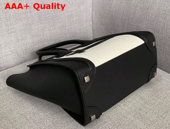Celine Micro Luggage Handbag in Black and White Grained Calfskin Replica