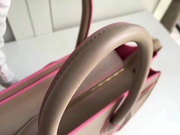Celine Micro Luggage Handbag in Grey Smooth Calfskin with Pink Paint Edge for Sale