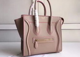 Celine Micro Luggage Handbag in Grey Smooth Calfskin with Pink Paint Edge for Sale