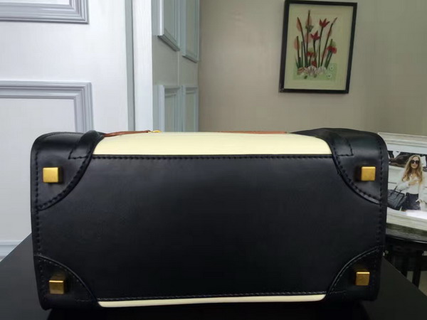Celine Micro Luggage Handbag in Multicolour Natural Calfskin Beige Black Brown for Sale