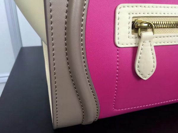 Celine Micro Luggage Handbag in Multicolour Natural Calfskin Pink Khaki Beige for Sale