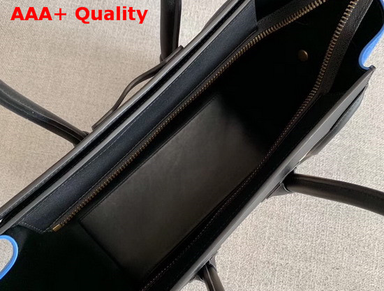 Celine Micro Luggage Handbag in Suede and Calfskin Blue Black and Beige Replica
