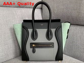 Celine Micro Luggage Handbag in Suede and Calfskin Mint Green Black and Grey Replica