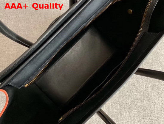 Celine Micro Luggage Handbag in Suede and Calfskin Rust Black and Beige Replica
