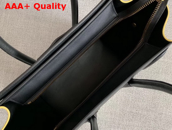 Celine Micro Luggage Handbag in Suede and Calfskin Yellow Black and White Replica