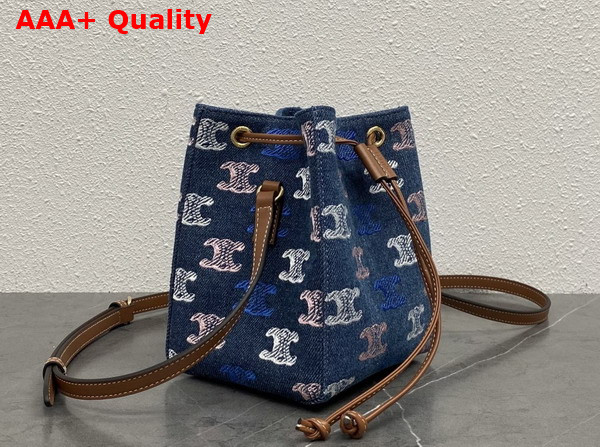 Celine Micro Sailor in Blue Denim with All Over Triomphe and Calfskin Replica